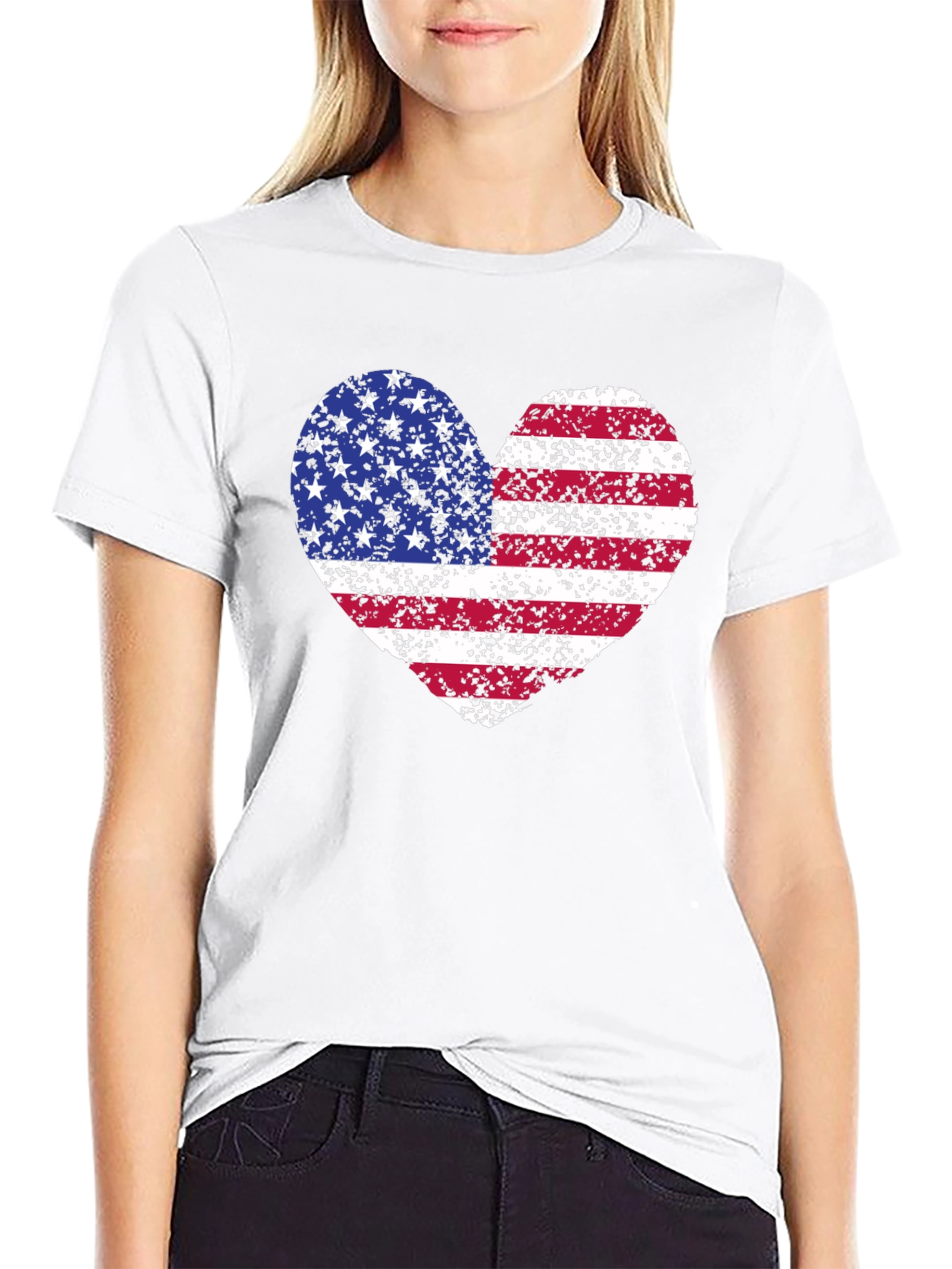 USA Flag Heart T-Shirt - Patriotic Pride