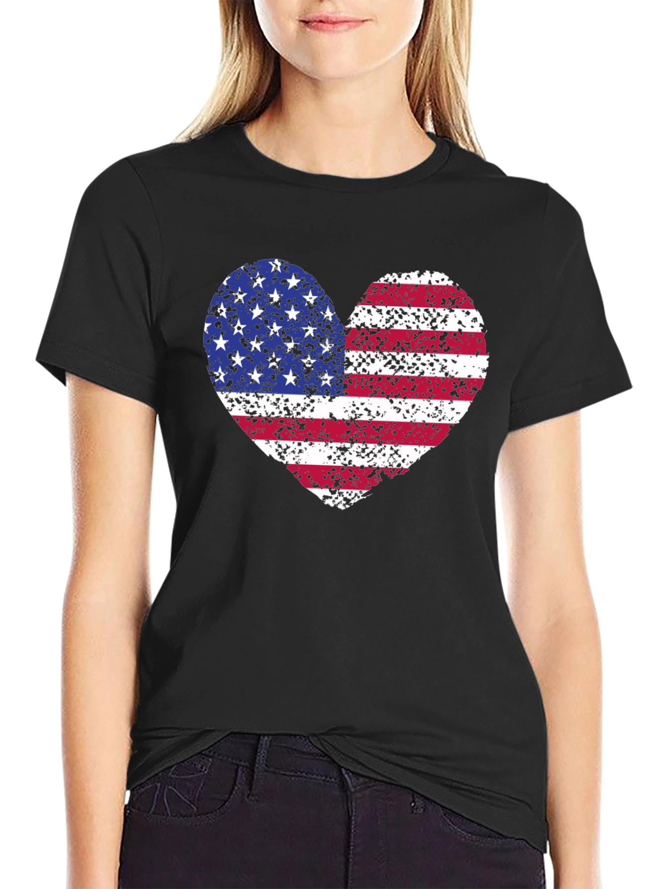 USA Flag Heart T-Shirt - Patriotic Pride