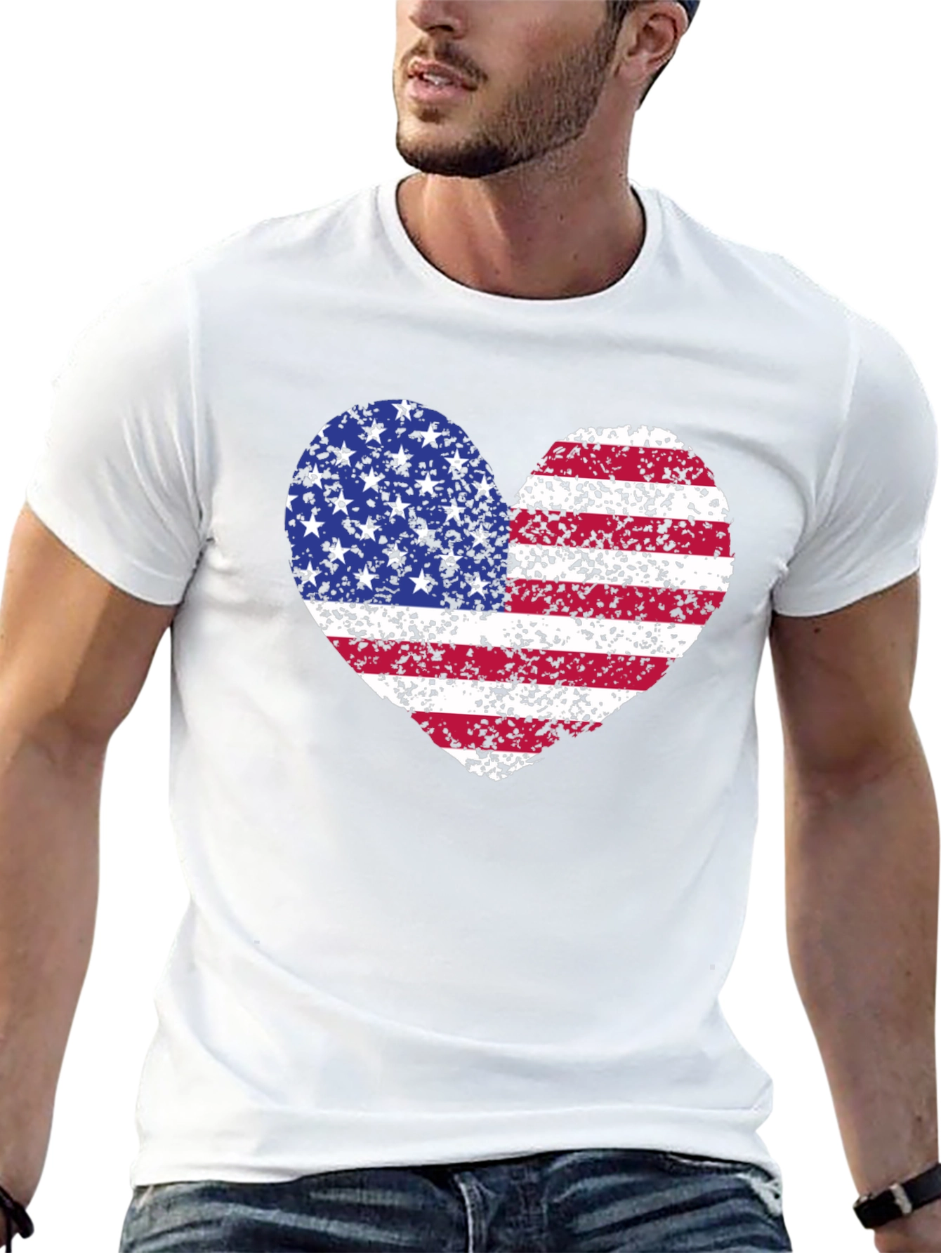 USA Flag Heart T-Shirt - Patriotic Pride