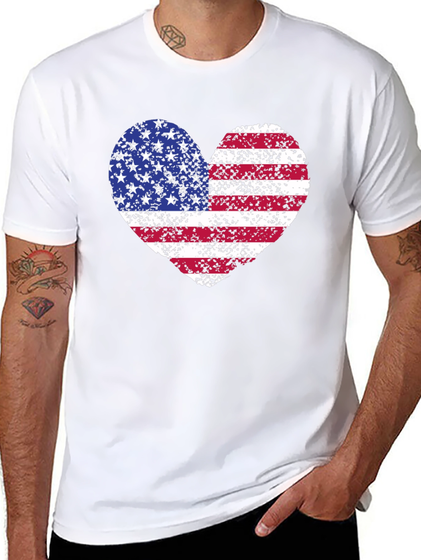 USA Flag Heart T-Shirt - Patriotic Pride