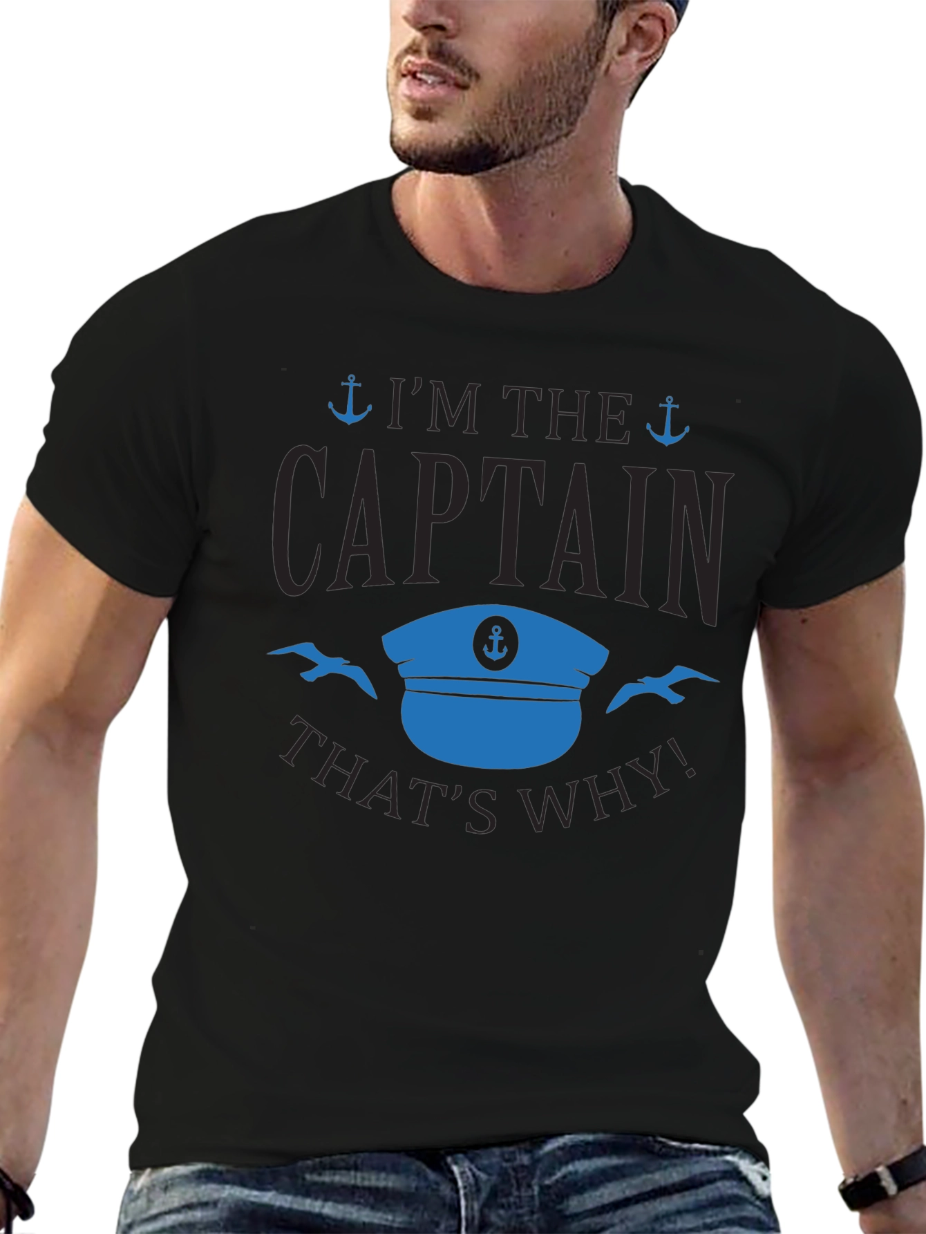 Im the Captain T-Shirt - Black Cotton Blend Tee
