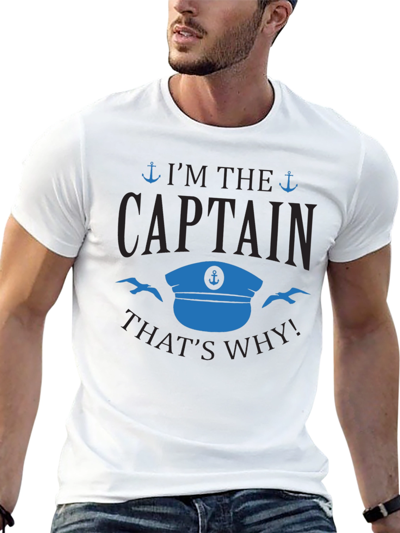 Im the Captain T-Shirt - Black Cotton Blend Tee