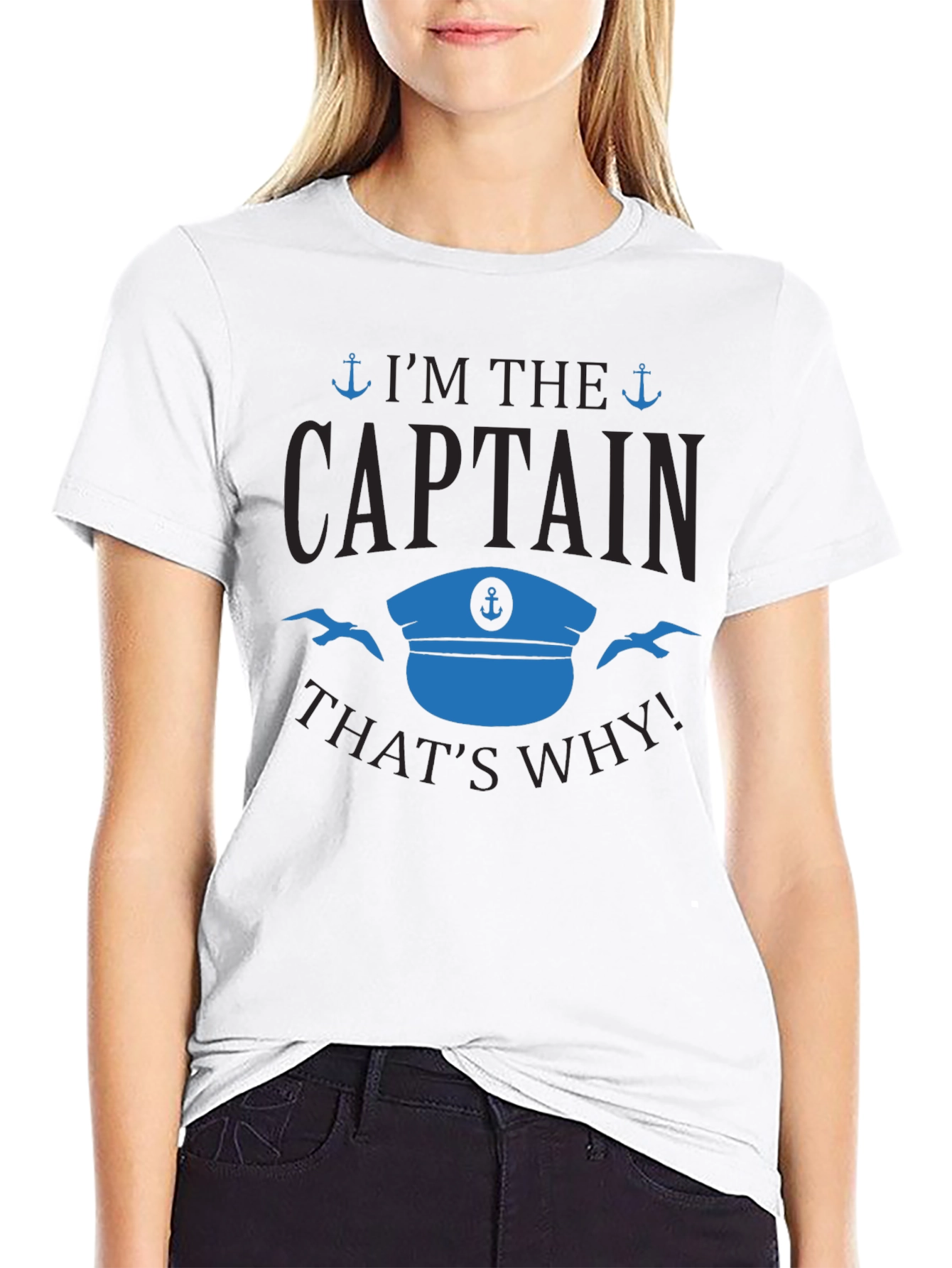 Im the Captain T-Shirt - Black Cotton Blend Tee