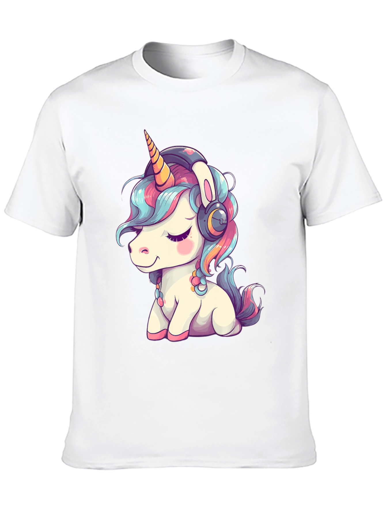 Unicorn Headphones Black T-Shirt