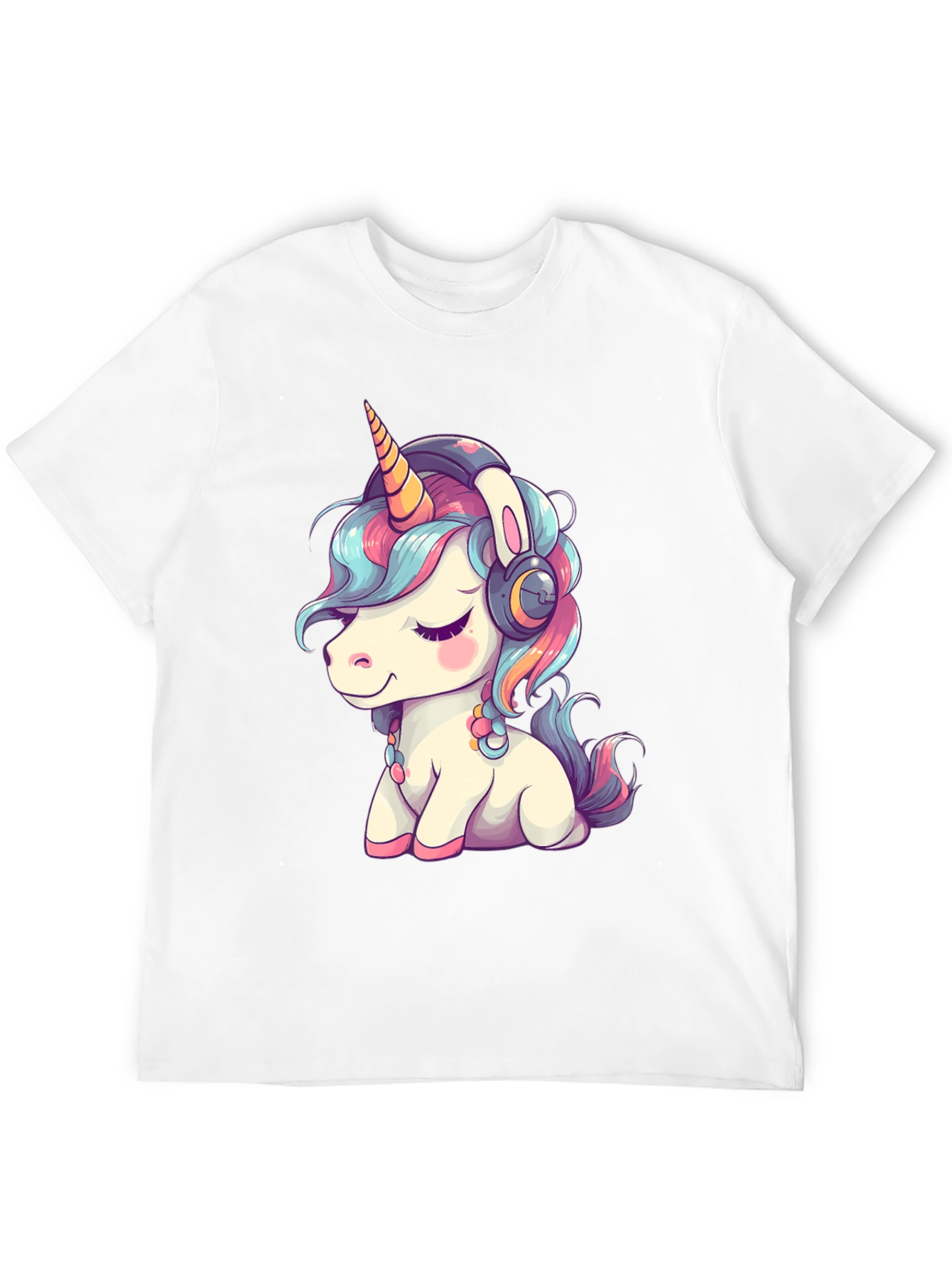 Unicorn Headphones Black T-Shirt