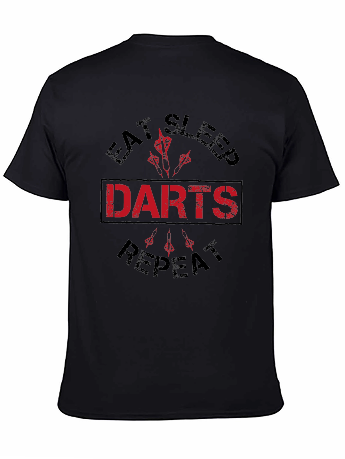 Eat Sleep Darts Repeat Black Graphic Tee