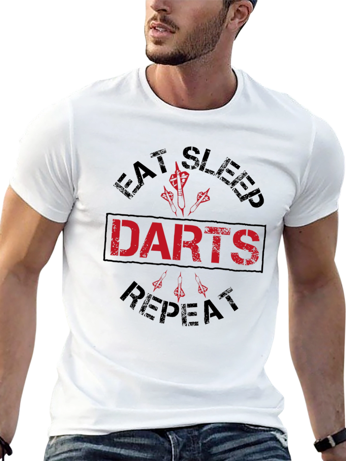 Eat Sleep Darts Repeat Black Graphic Tee