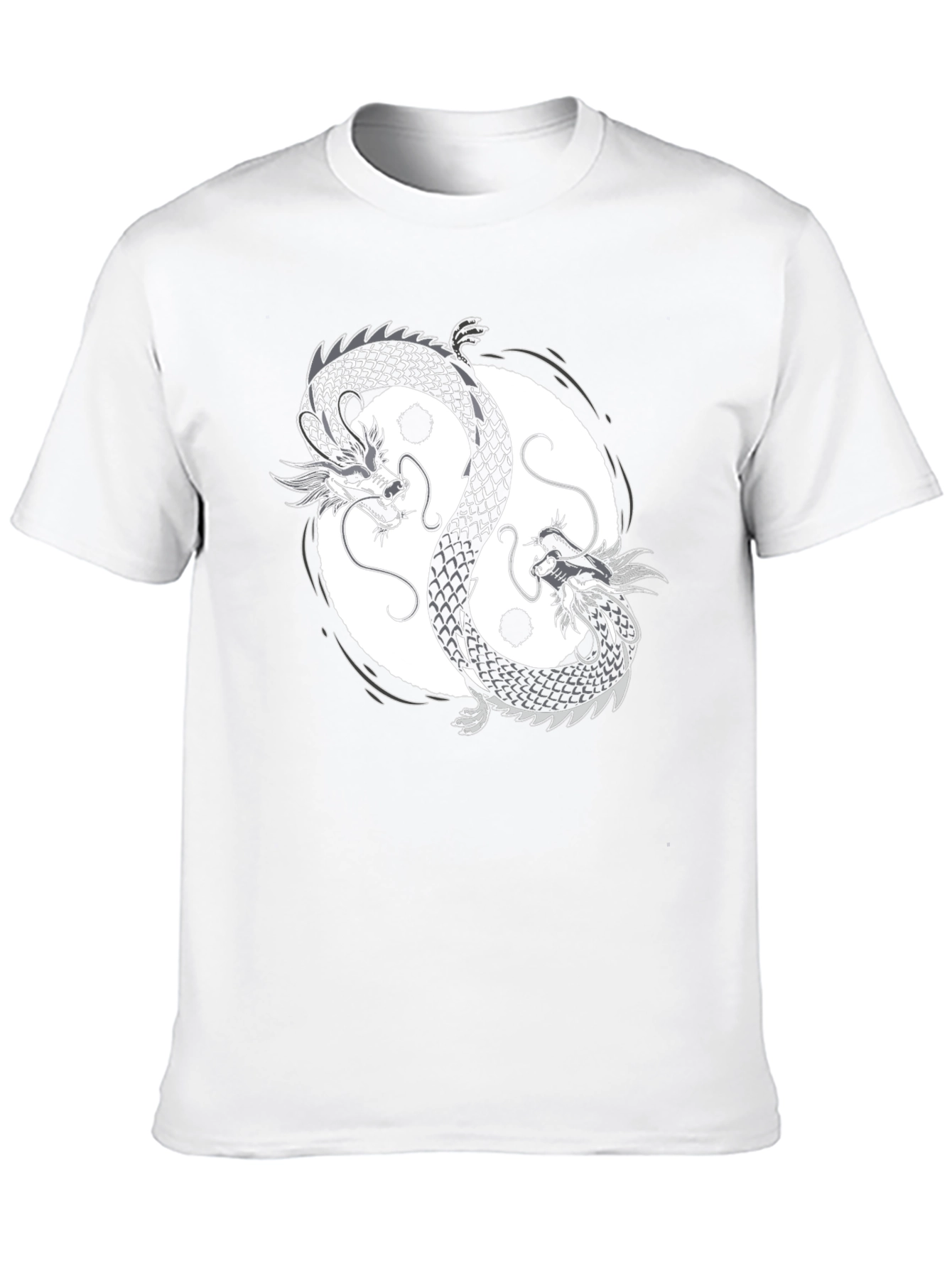Yin Yang Dragon Graphic Black T-Shirt