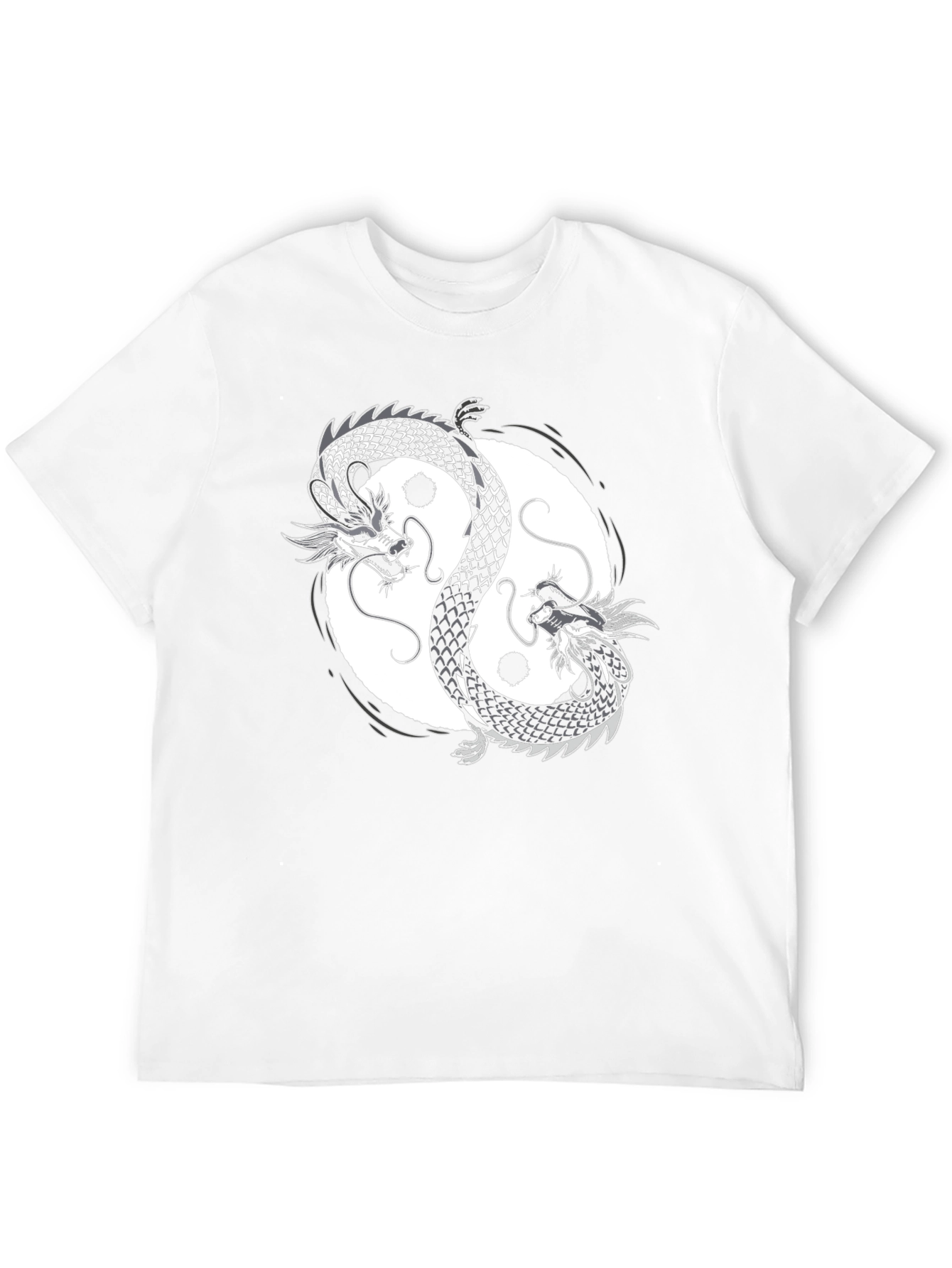 Yin Yang Dragon Graphic Black T-Shirt