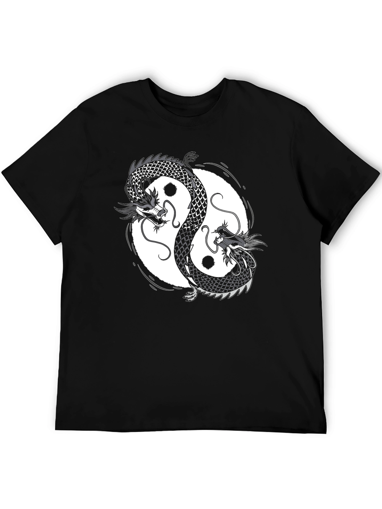 Yin Yang Dragon Graphic Black T-Shirt
