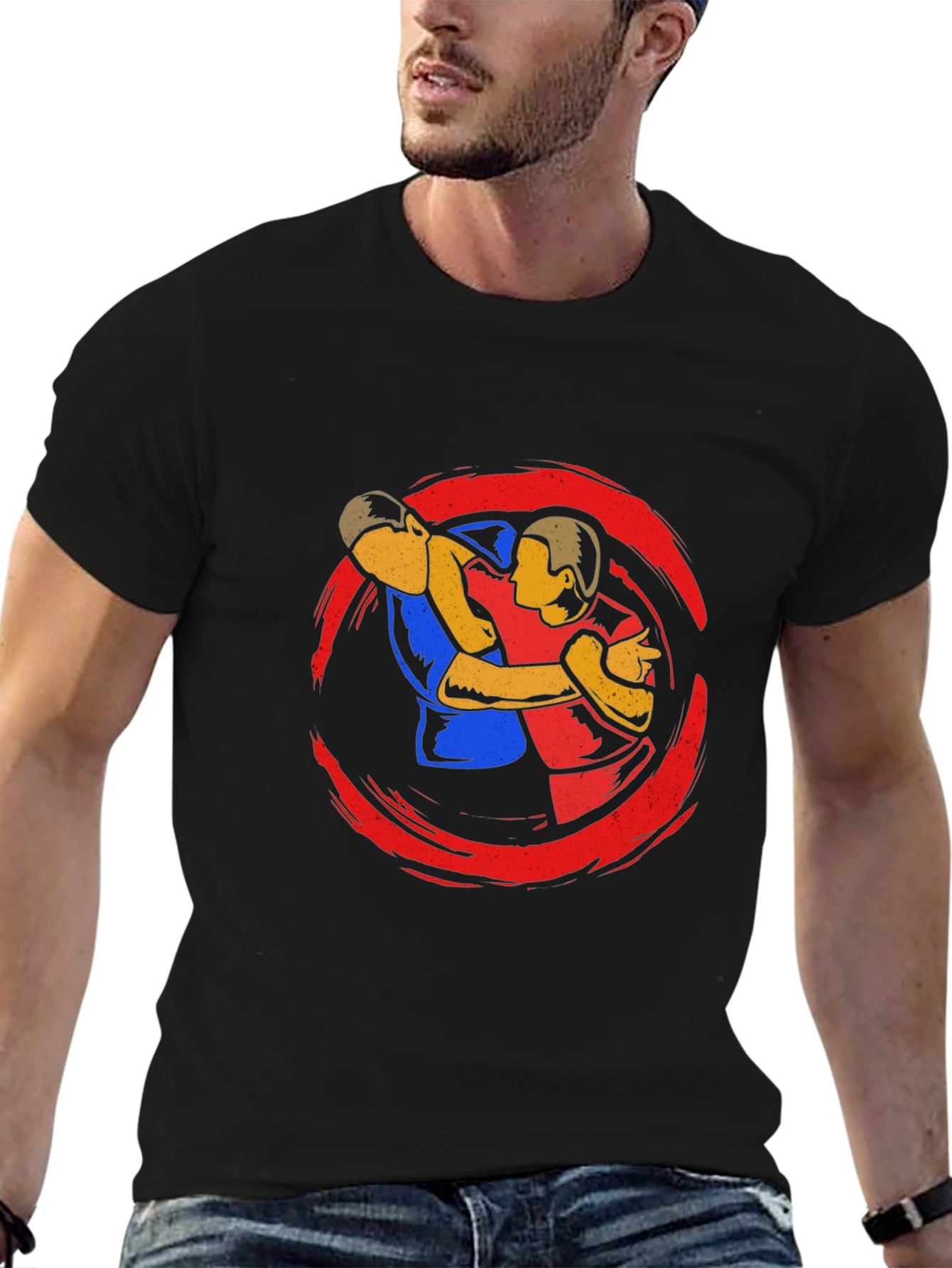 Wrestler Graphic Black T-Shirt