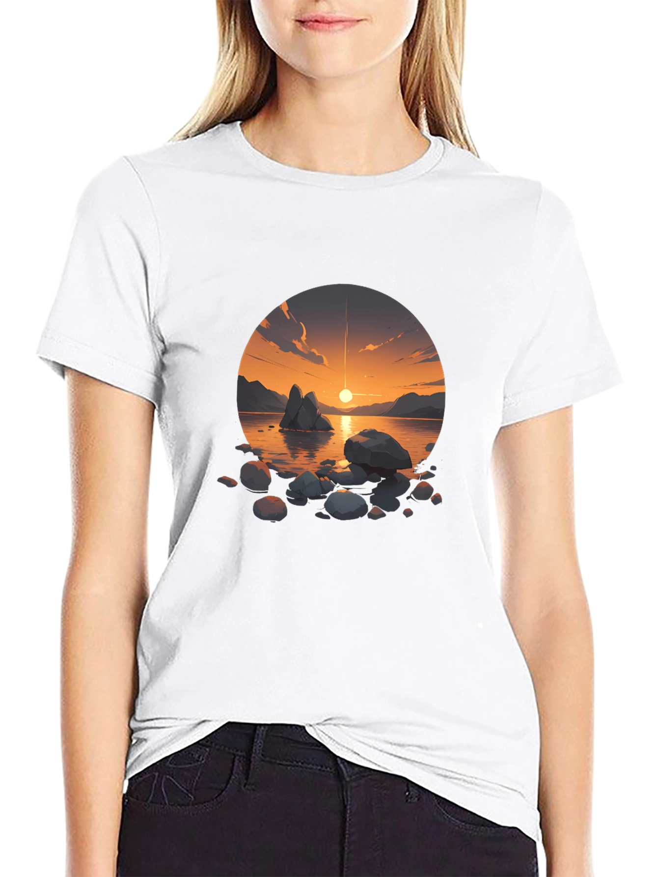 Sunset Lake Graphic Tee - Mens Black T-Shirt