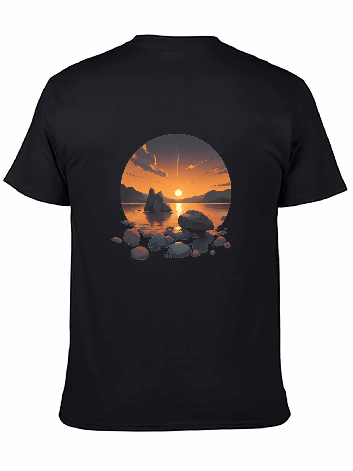 Sunset Lake Graphic Tee - Mens Black T-Shirt