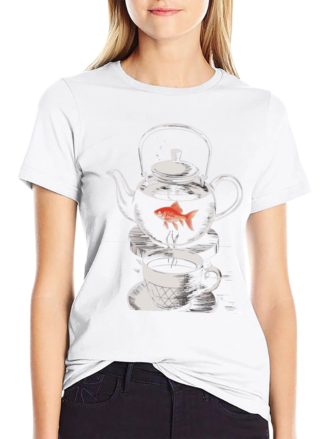 Quirky Teapot Fish Graphic Tee