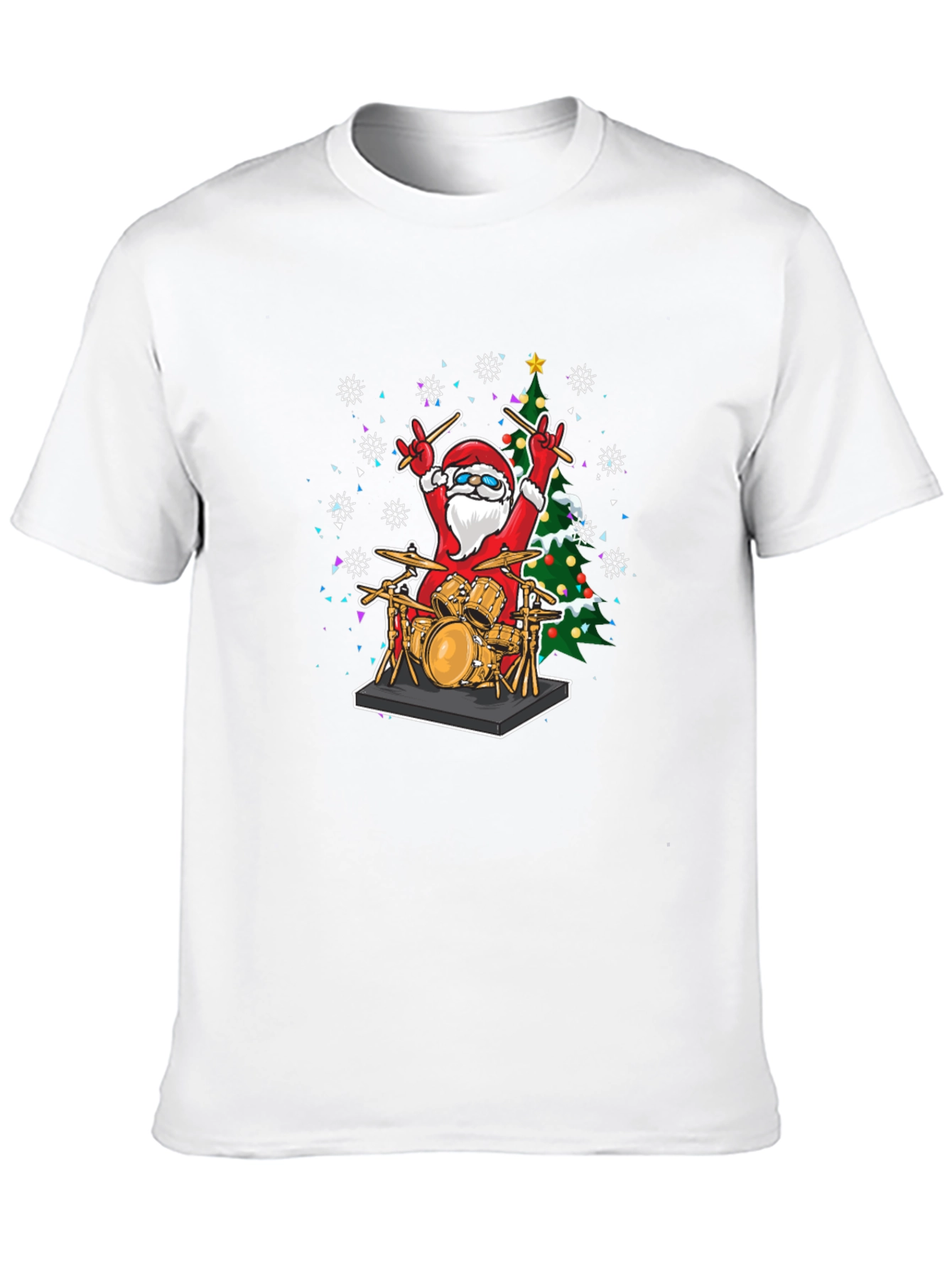 Santa Drummer T-Shirt - Christmas Music Tee