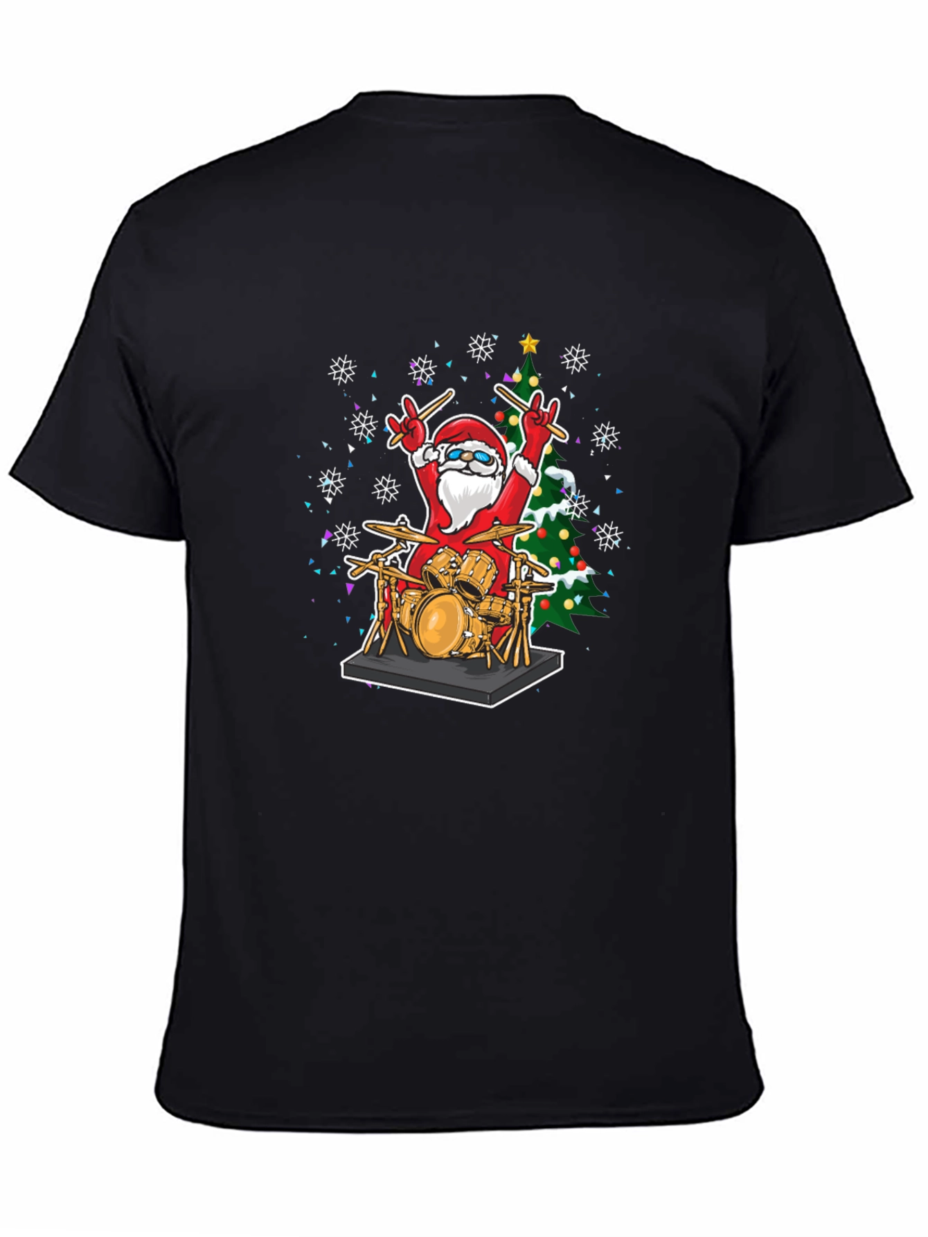 Santa Drummer T-Shirt - Christmas Music Tee