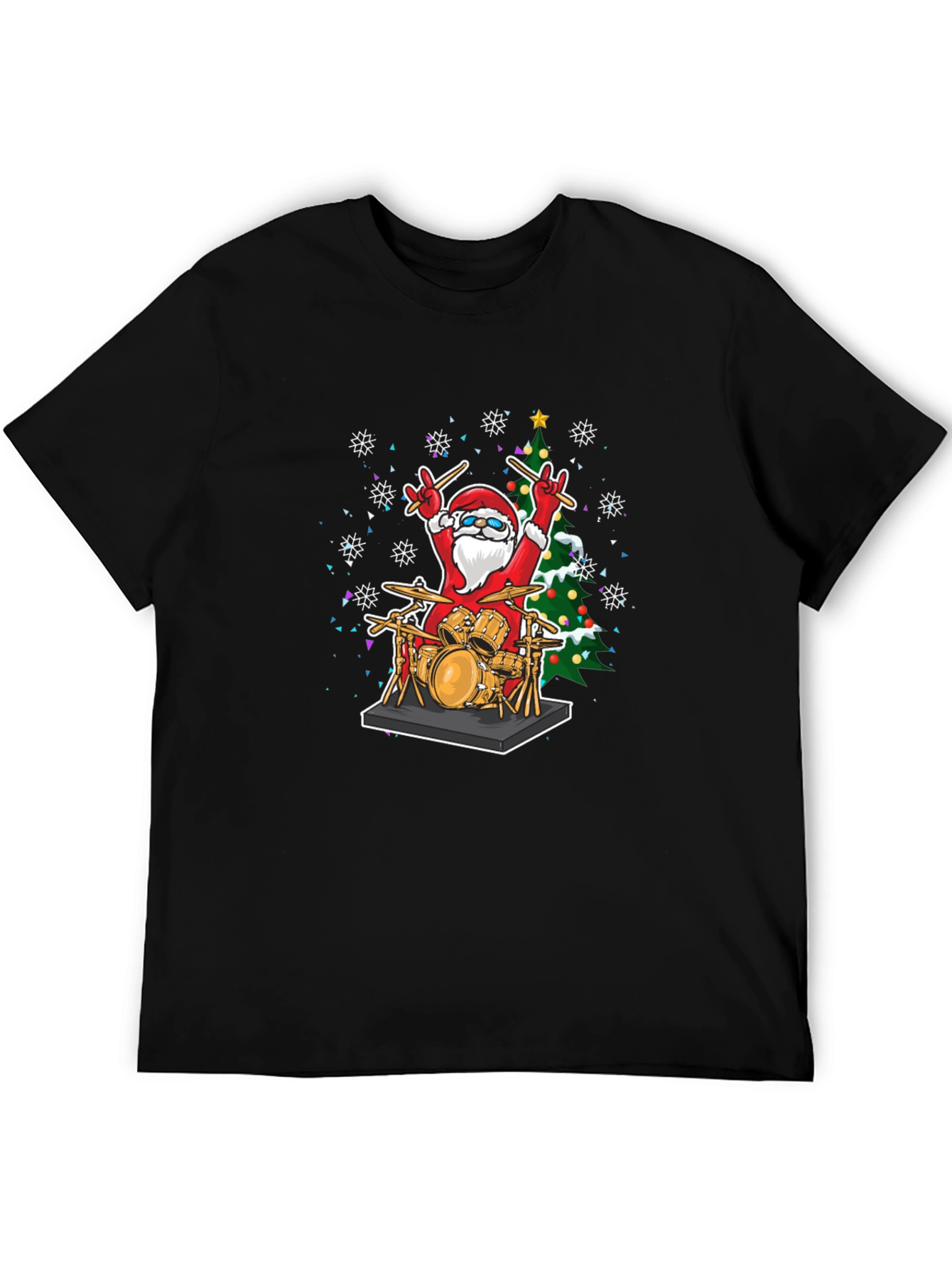 Santa Drummer T-Shirt - Christmas Music Tee