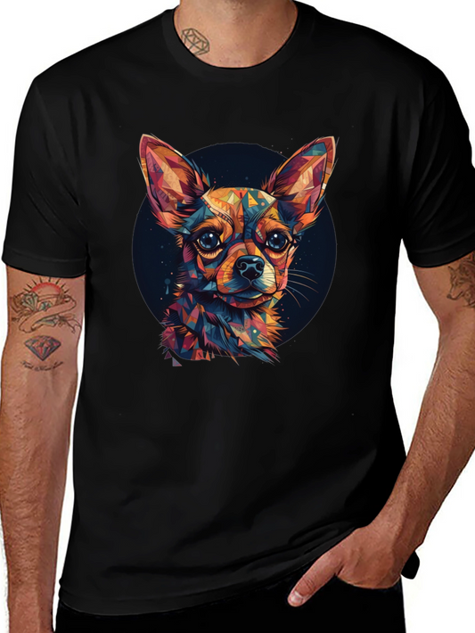 Geometric Chihuahua Graphic Tee - Stylish Pet Lover Shirt