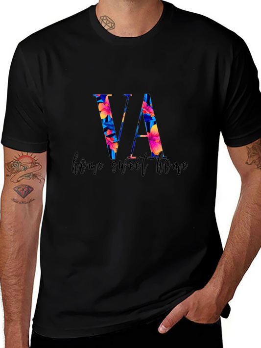 Floral VA Home Sweet Home Black T-Shirt
