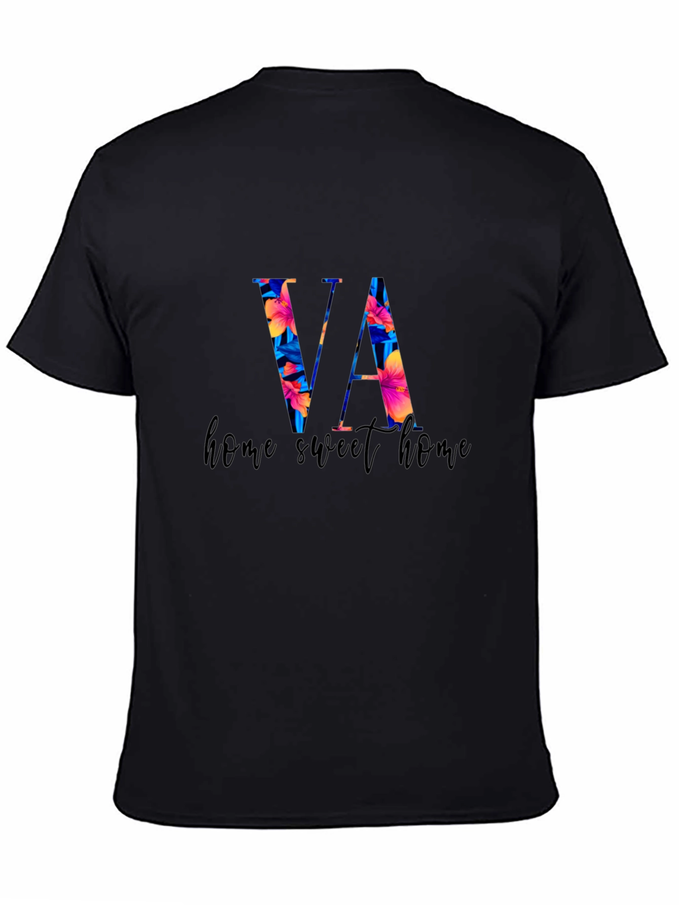 Floral VA Home Sweet Home Black T-Shirt