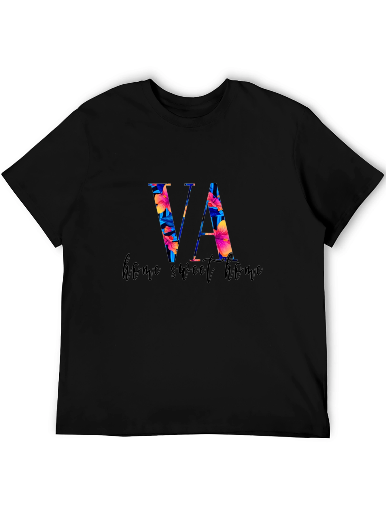 Floral VA Home Sweet Home Black T-Shirt