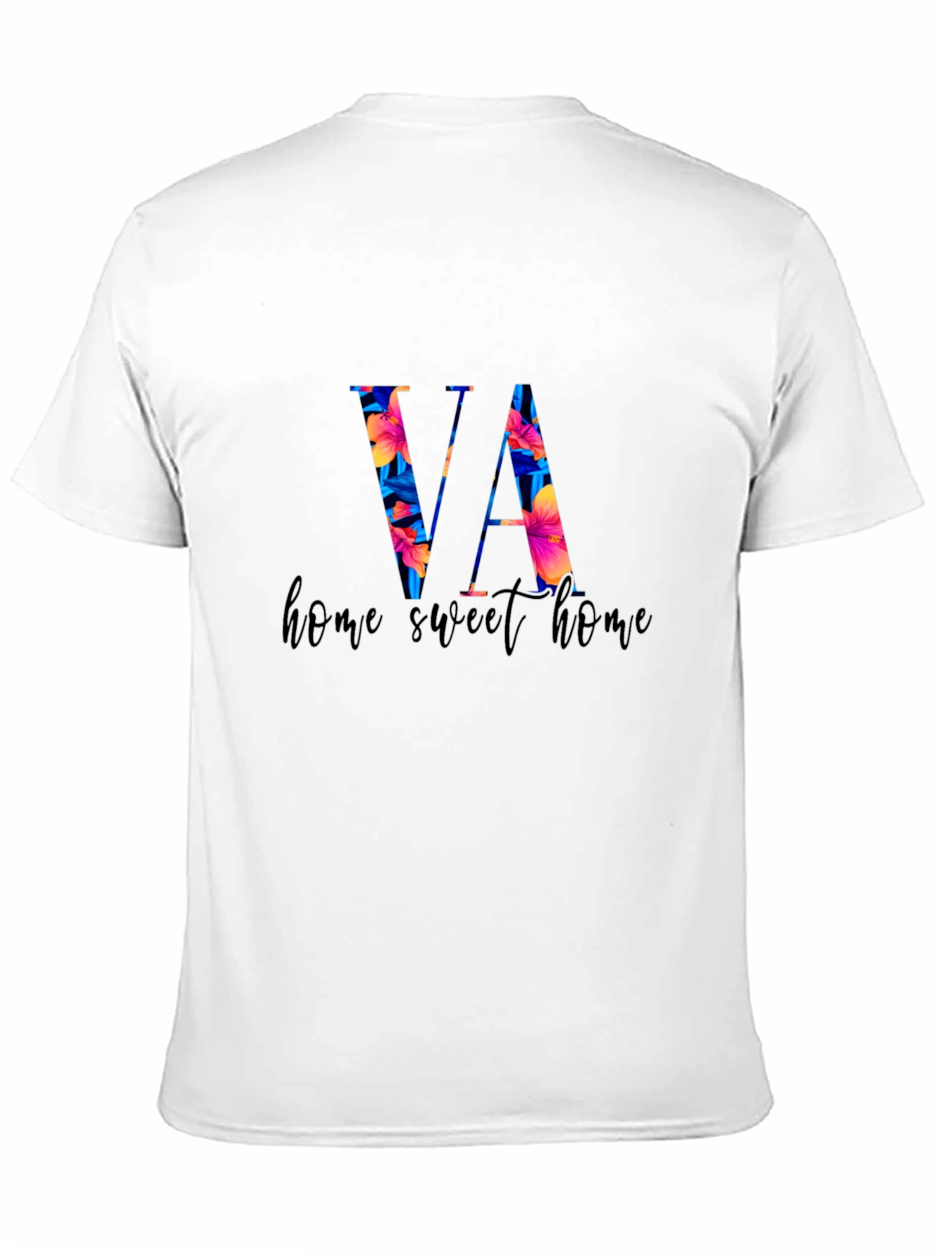 Floral VA Home Sweet Home Black T-Shirt
