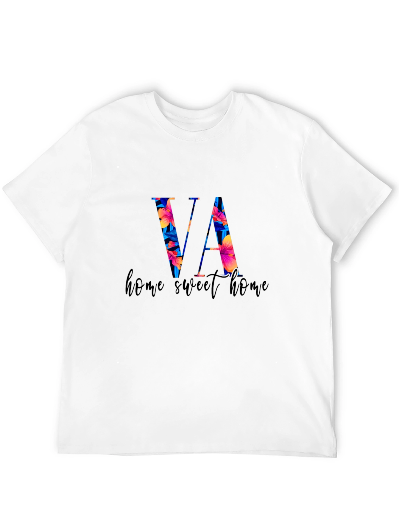Floral VA Home Sweet Home Black T-Shirt