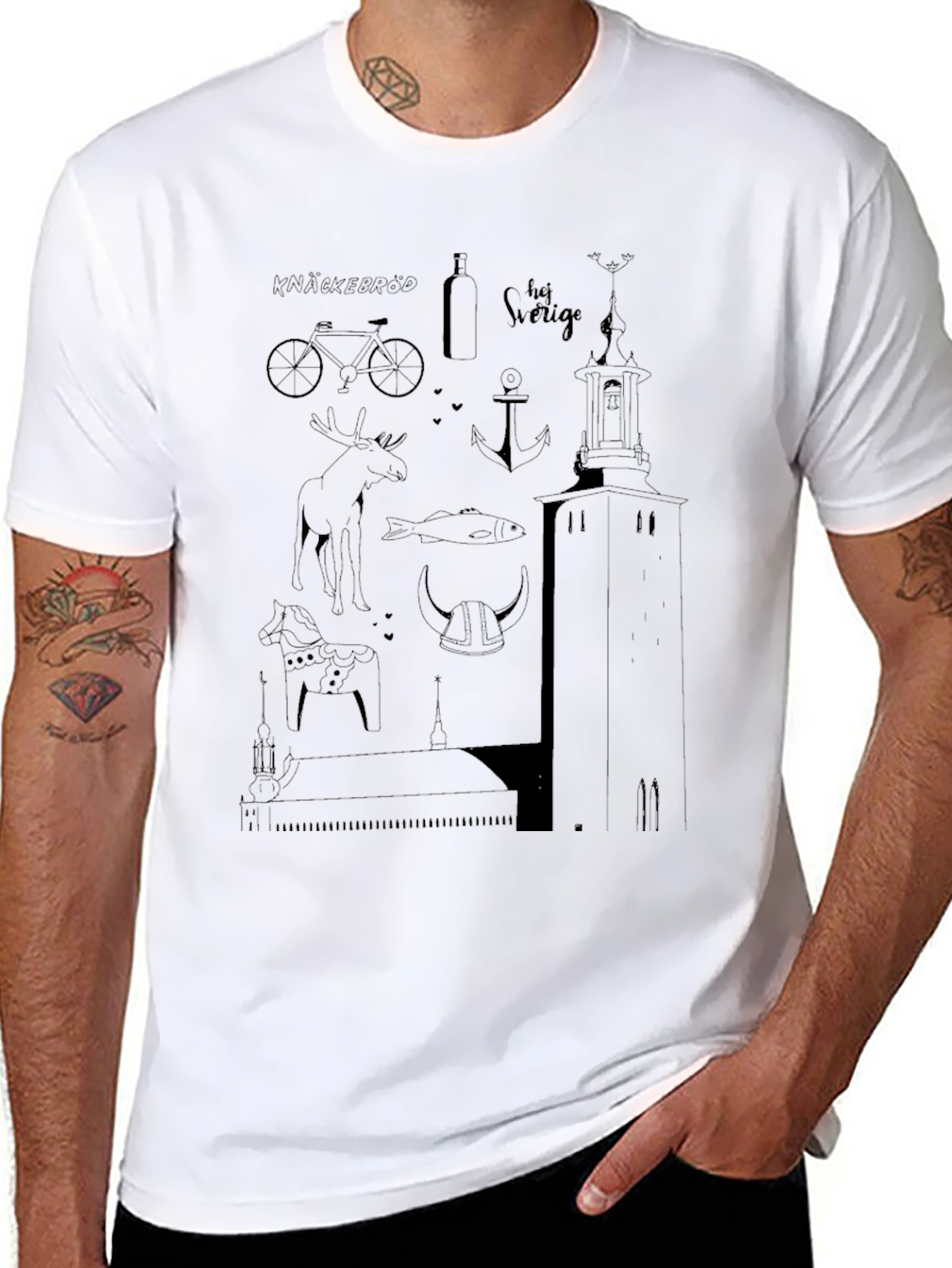 Sweden-Themed Black T-Shirt