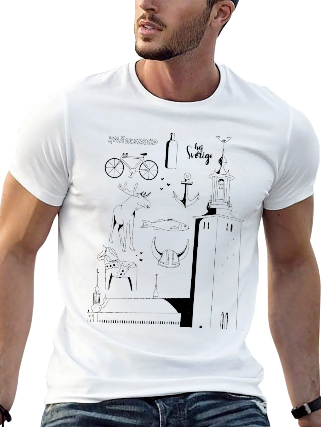Sweden-Themed Black T-Shirt