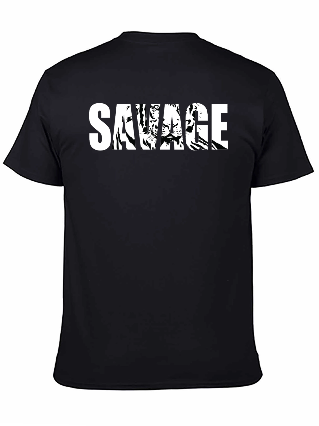 Savage Tiger Graphic Print Mens Black T-Shirt