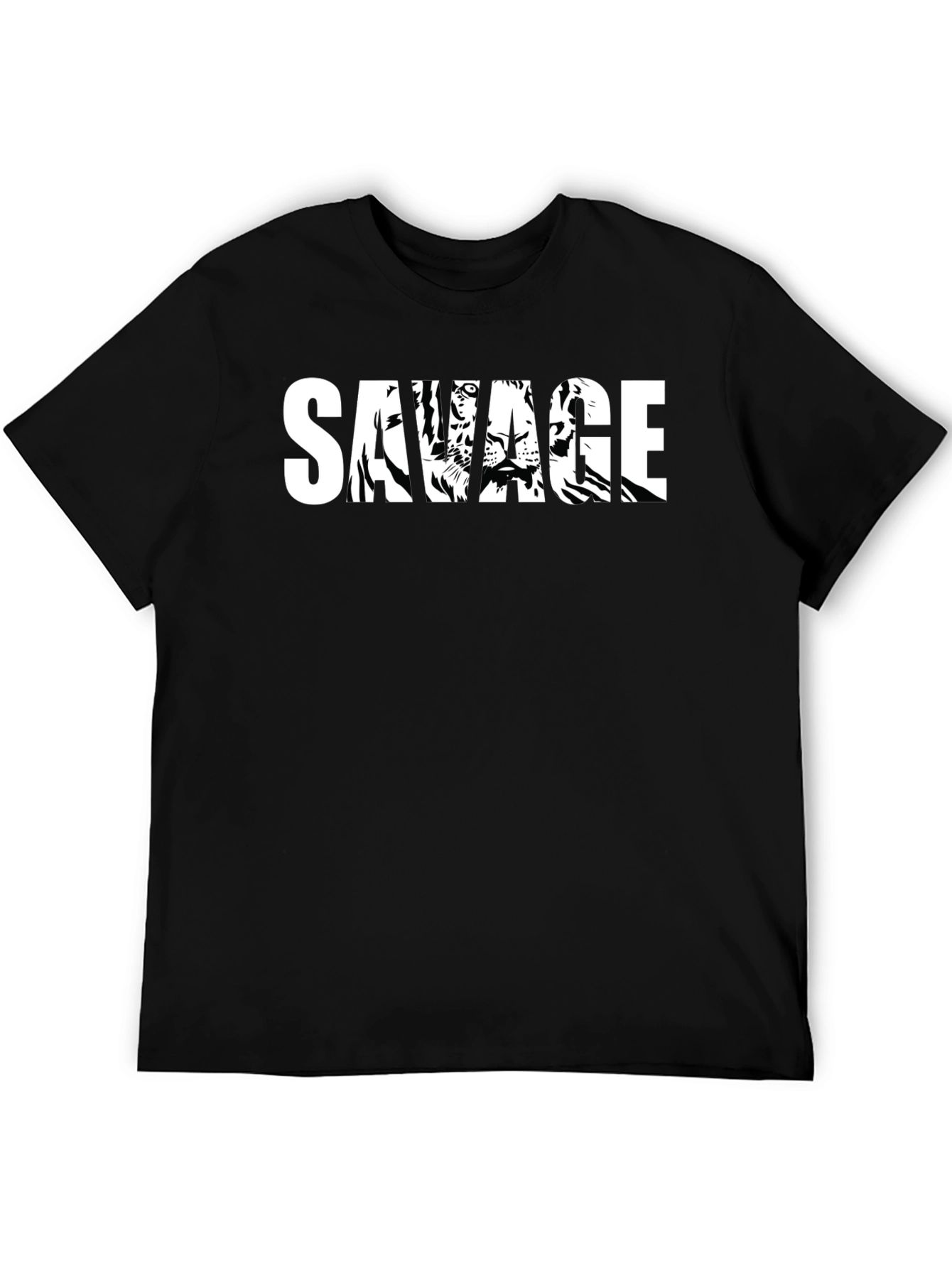 Savage Tiger Graphic Print Mens Black T-Shirt