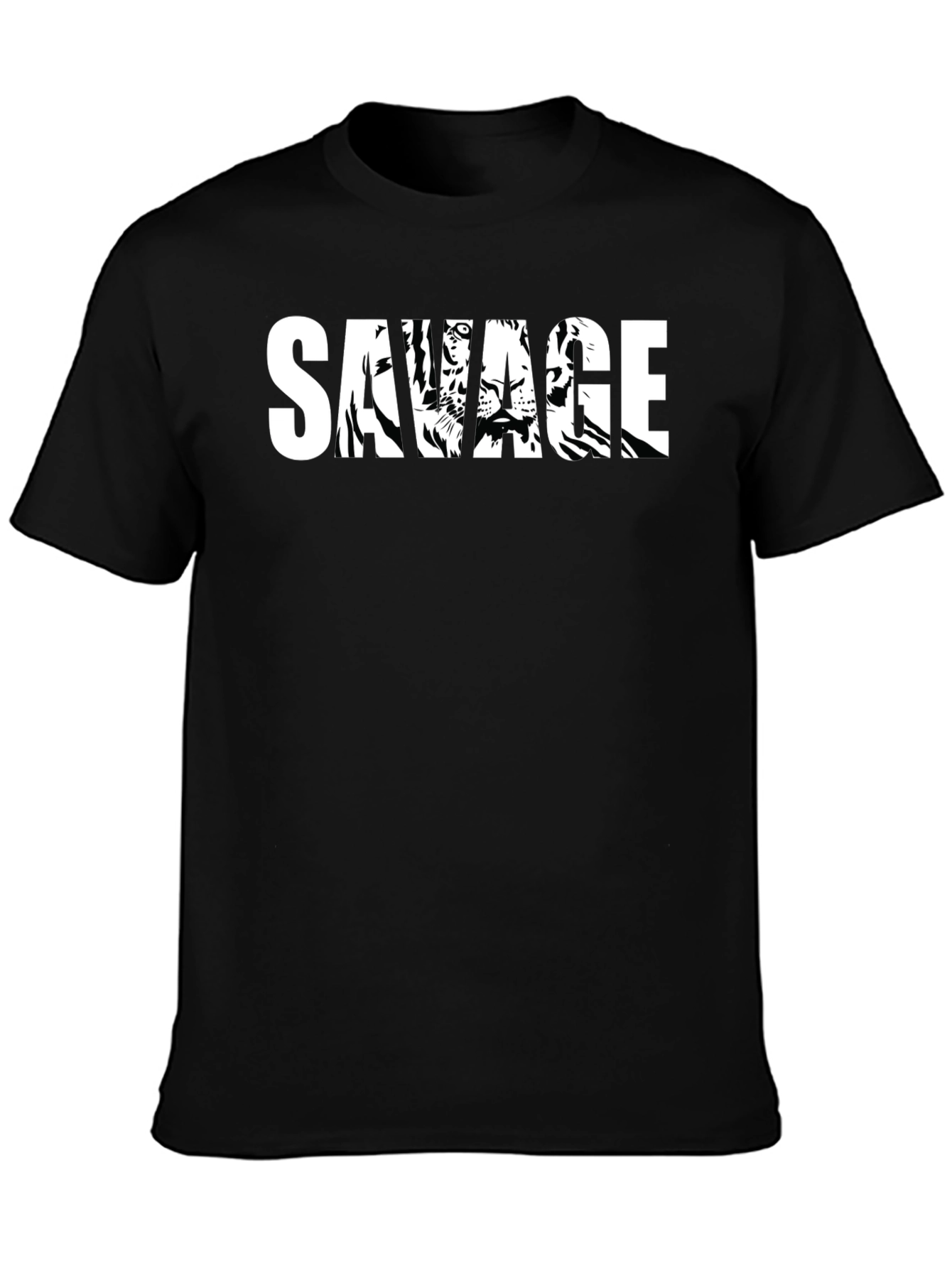 Savage Tiger Graphic Print Mens Black T-Shirt