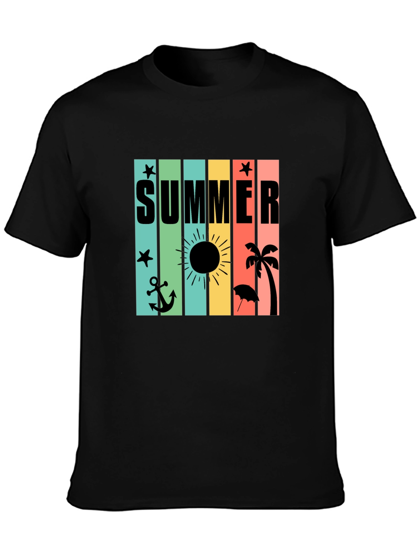 Summer Vibes T-Shirt - Black - Beach Design