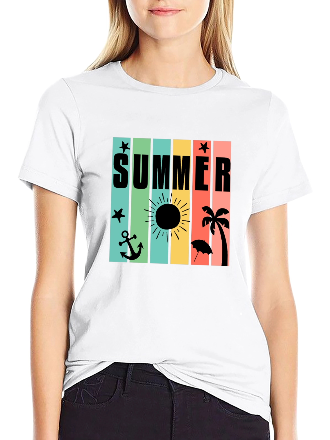 Summer Vibes T-Shirt - Black - Beach Design