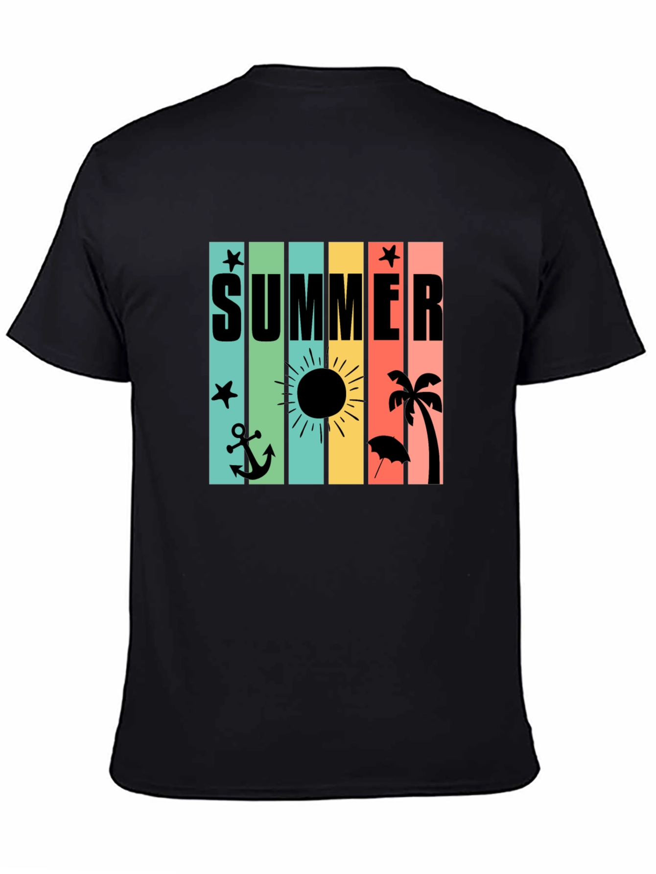 Summer Vibes T-Shirt - Black - Beach Design