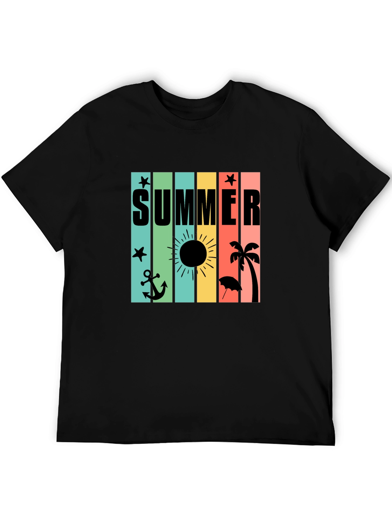 Summer Vibes T-Shirt - Black - Beach Design