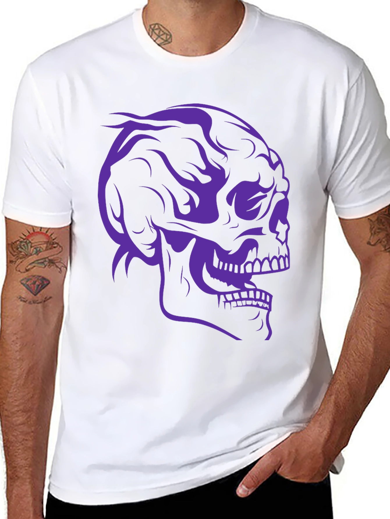 Skull Graphic Tee - Black Cotton T-Shirt
