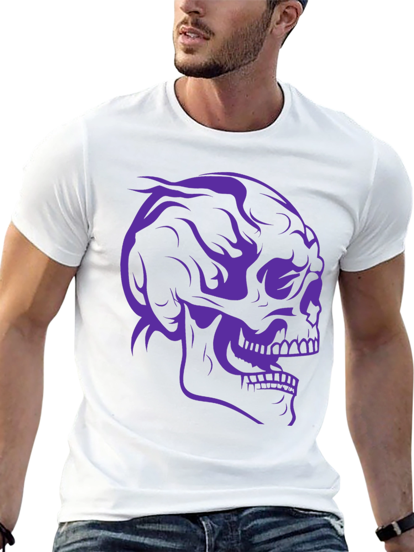 Skull Graphic Tee - Black Cotton T-Shirt