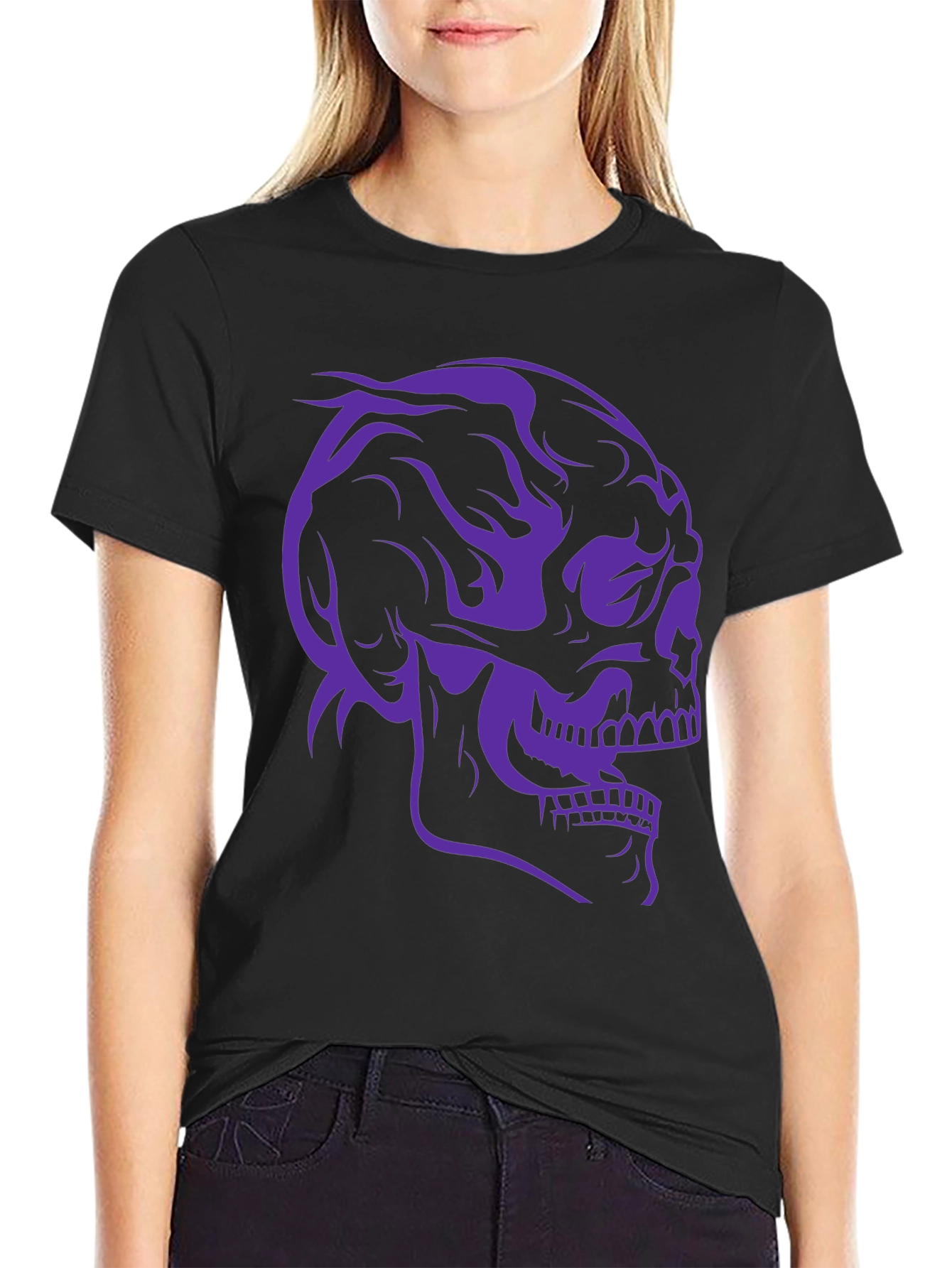 Skull Graphic Tee - Black Cotton T-Shirt