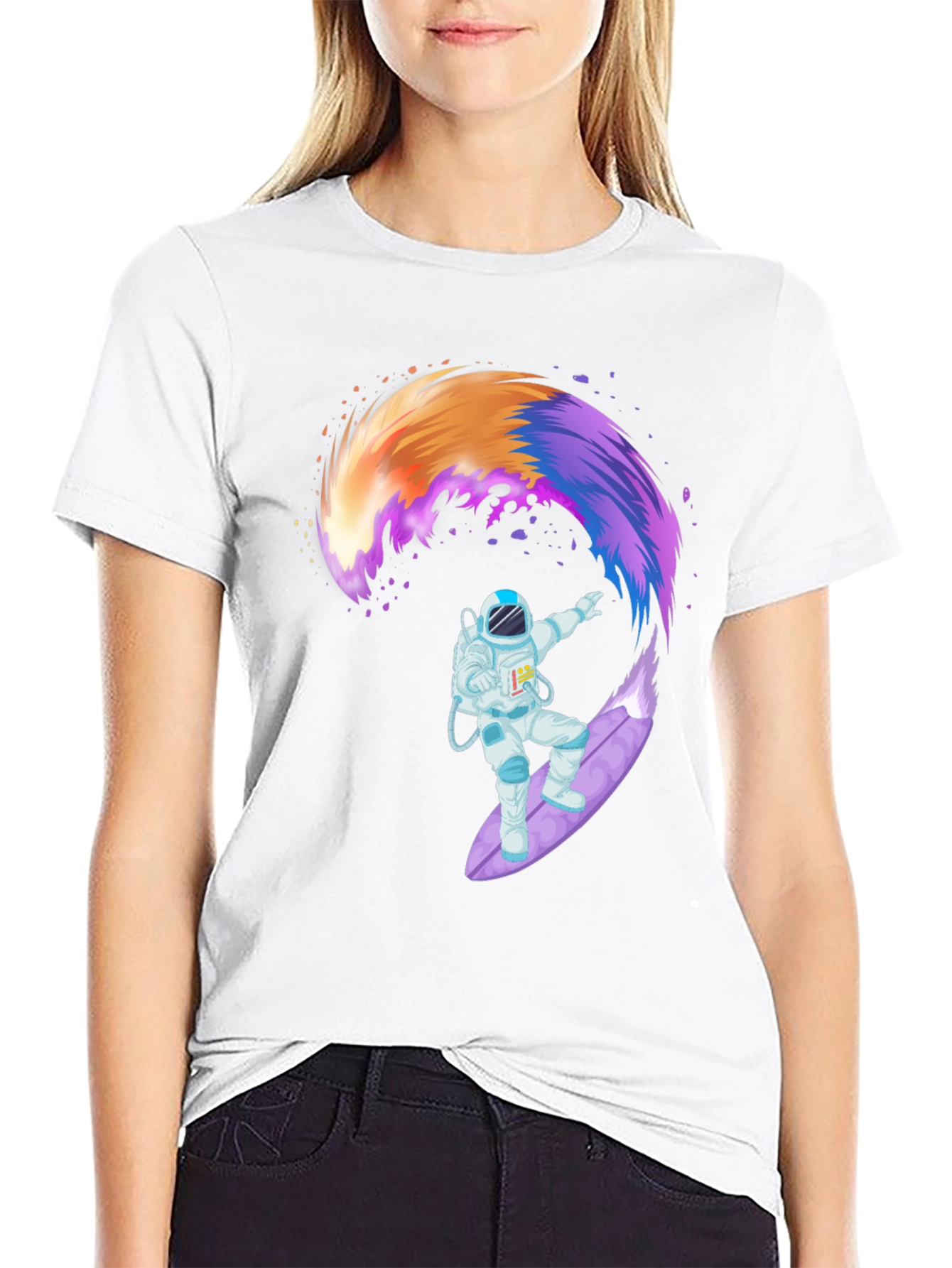 Astronaut Surfing Galaxy Wave T-Shirt