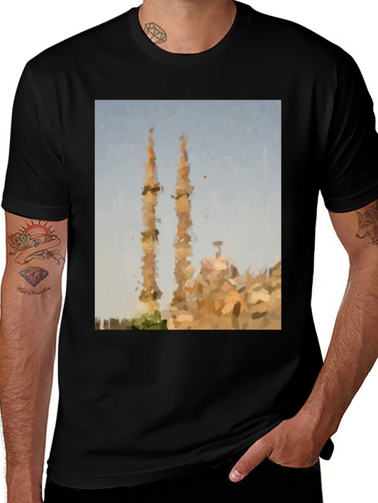 Artistic Mosque Graphic Tee - Casual Style