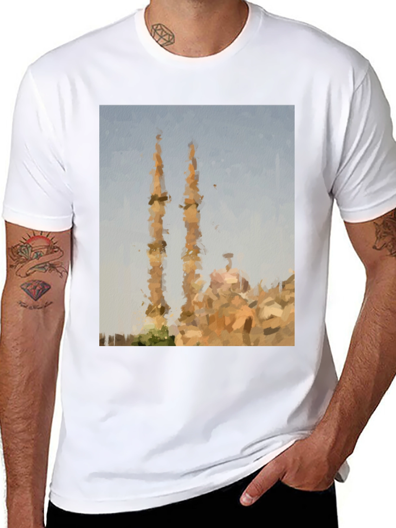 Artistic Mosque Graphic Tee - Casual Style