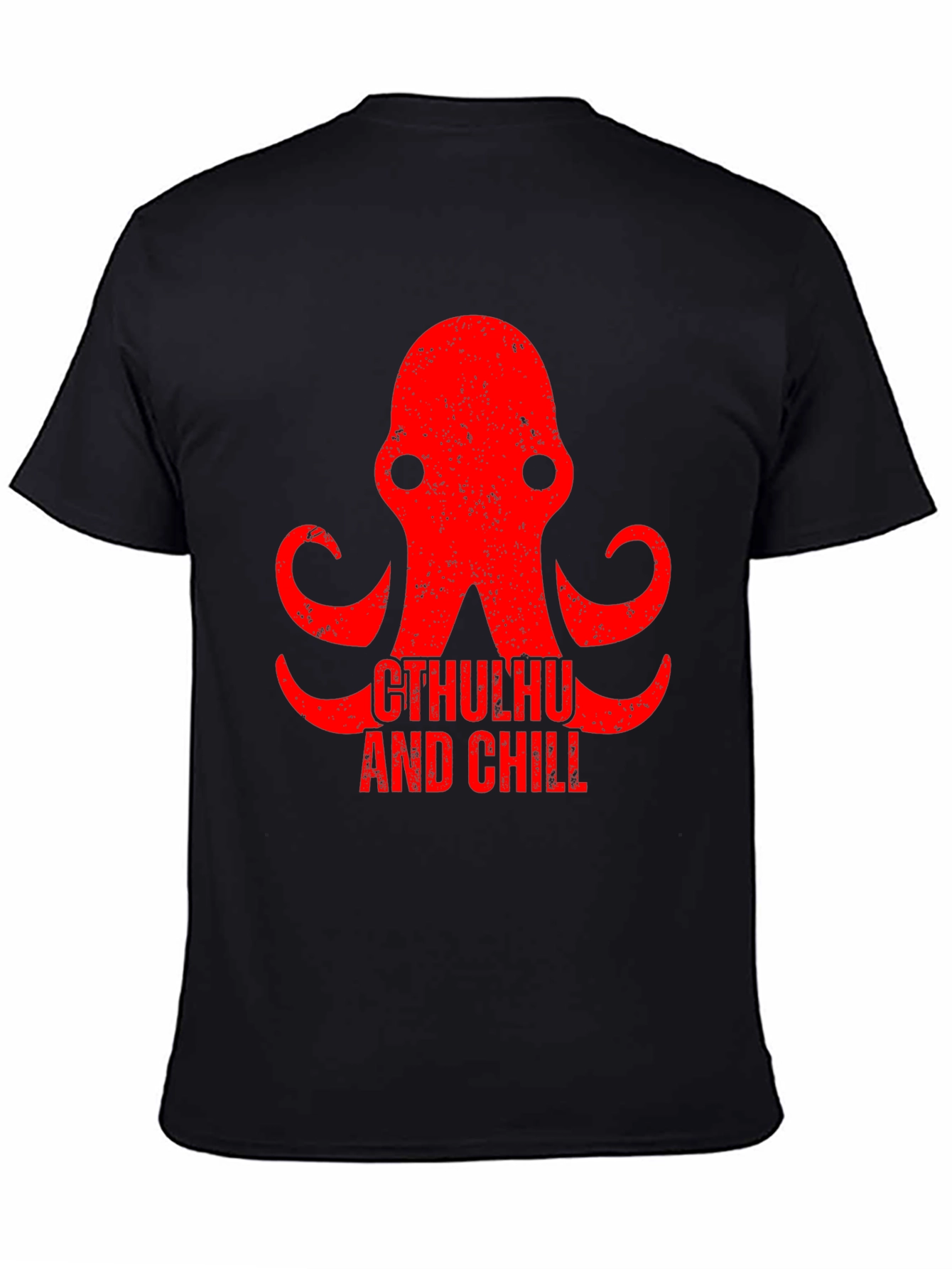 Cthulhu and Chill Graphic Tee - Black Cotton T-Shirt