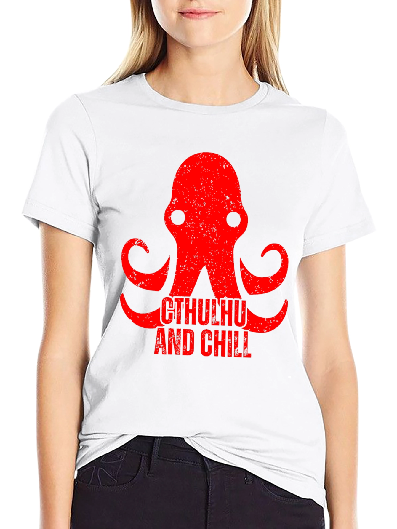 Cthulhu and Chill Graphic Tee - Black Cotton T-Shirt