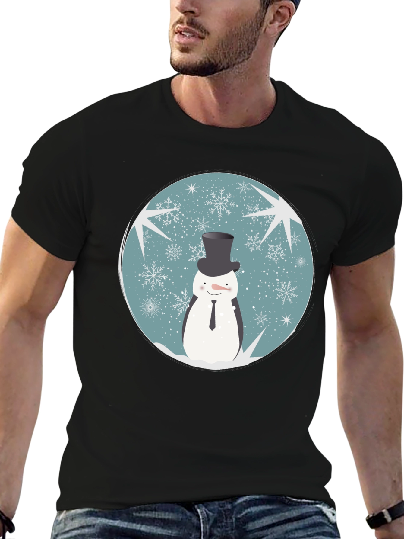 Snowman Top Hat Graphic T-Shirt