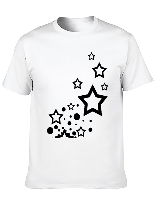 Stylish Black Star Print Casual T-Shirt