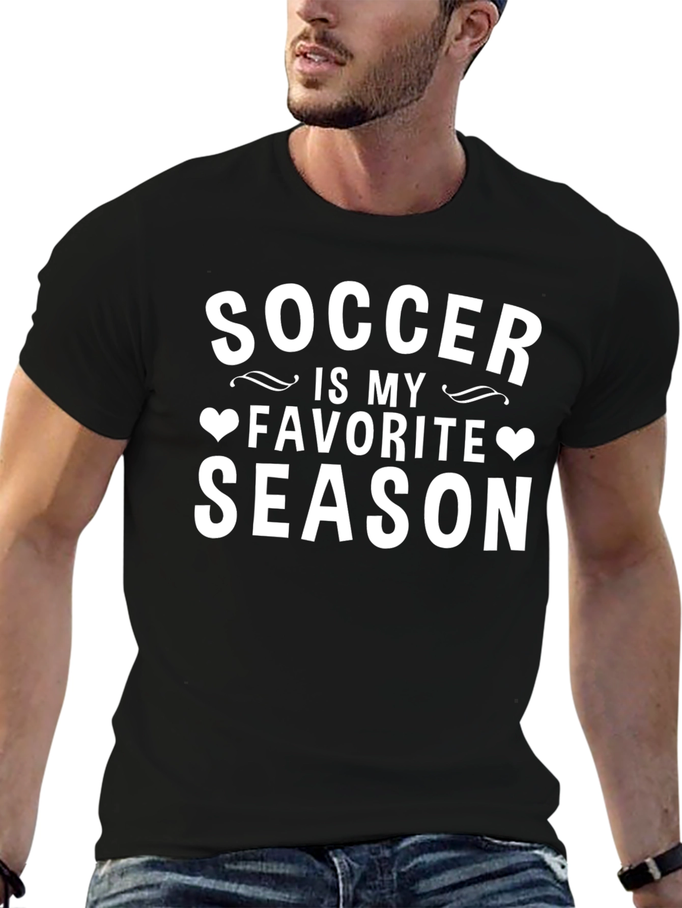 Soccer Is My Favorite Season Black T-Shirt