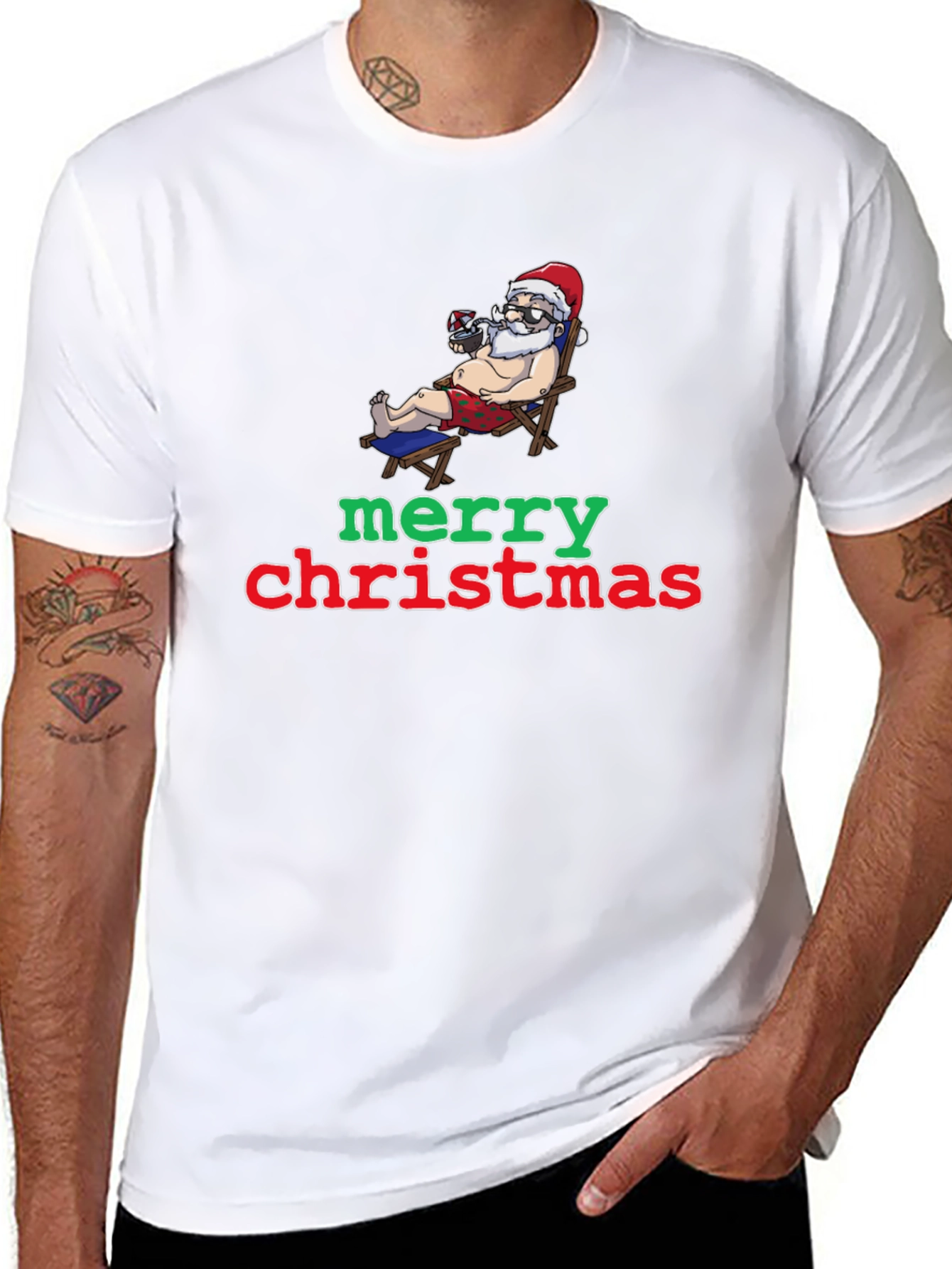 Funny Santa Merry Christmas Graphic T-Shirt