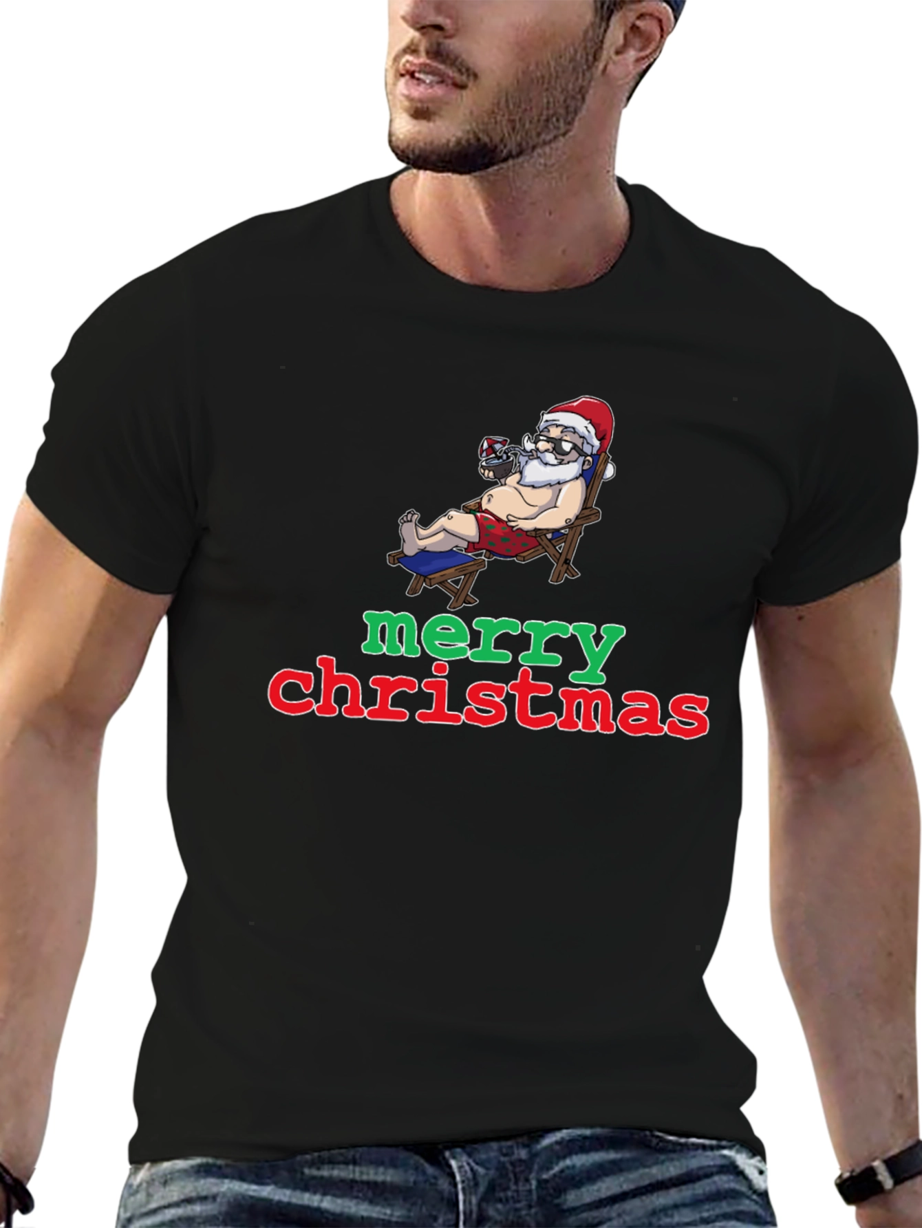 Funny Santa Merry Christmas Graphic T-Shirt