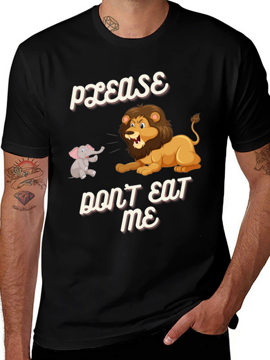 Cute Lion & Elephant Graphic Tee - Please Dont Eat Me